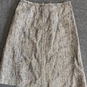 Prada Tweed Skirt Size 42 Wool Linen Cotton